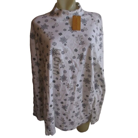 NEW Women's Snow Flake LS NORTHCREST White T-shirt 20W/22W $19.99 NEW TAGS - Picture 1 of 7